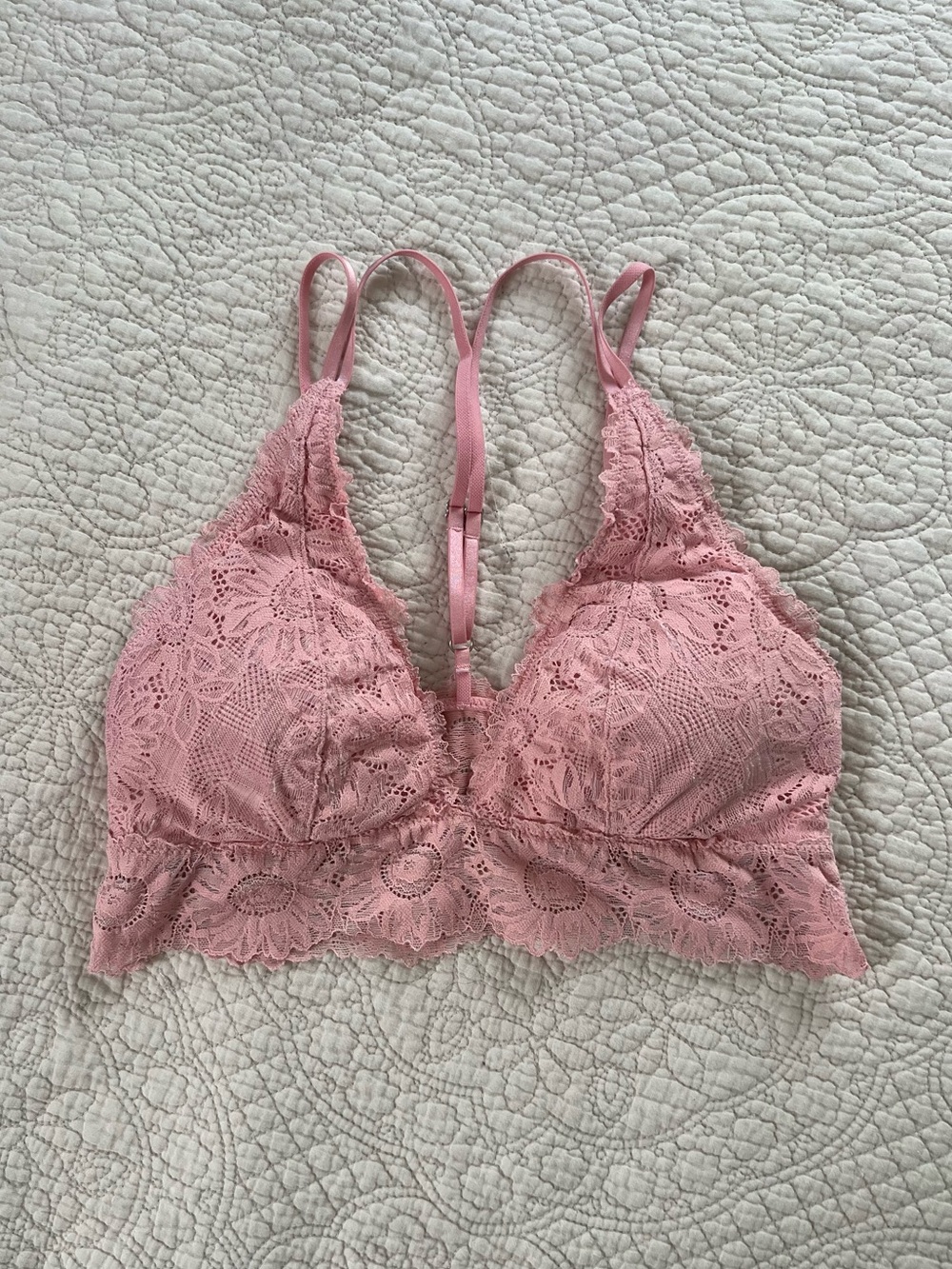 Aerie: Women’s Size Medium Blush Pink Lace, Strappy, Padded Bralette